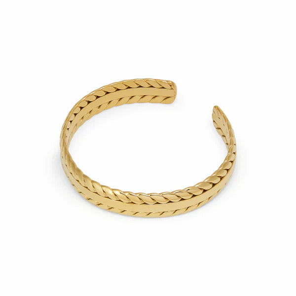 WOVEN LEAF BANGLE - 18K GOLD PLATED