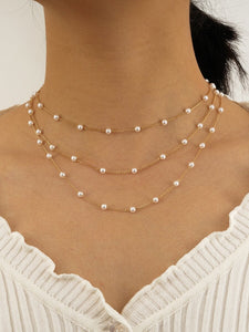 Faux Pearl Layered Necklace