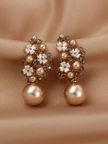 Rhinestone & Flower Earring