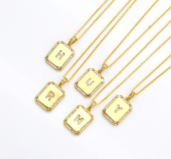 Vintage Inspired Letter Necklace Gold Square Initial Pendant Necklace Square  Medallion Letter Charm Personalized Jewelry Paperclip Chain - Etsy