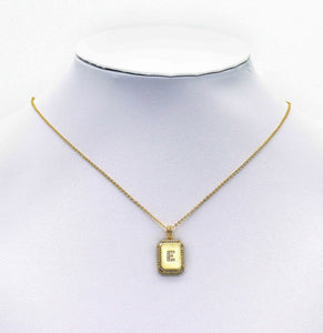 Gold Filled Tile Initial Letter Necklace