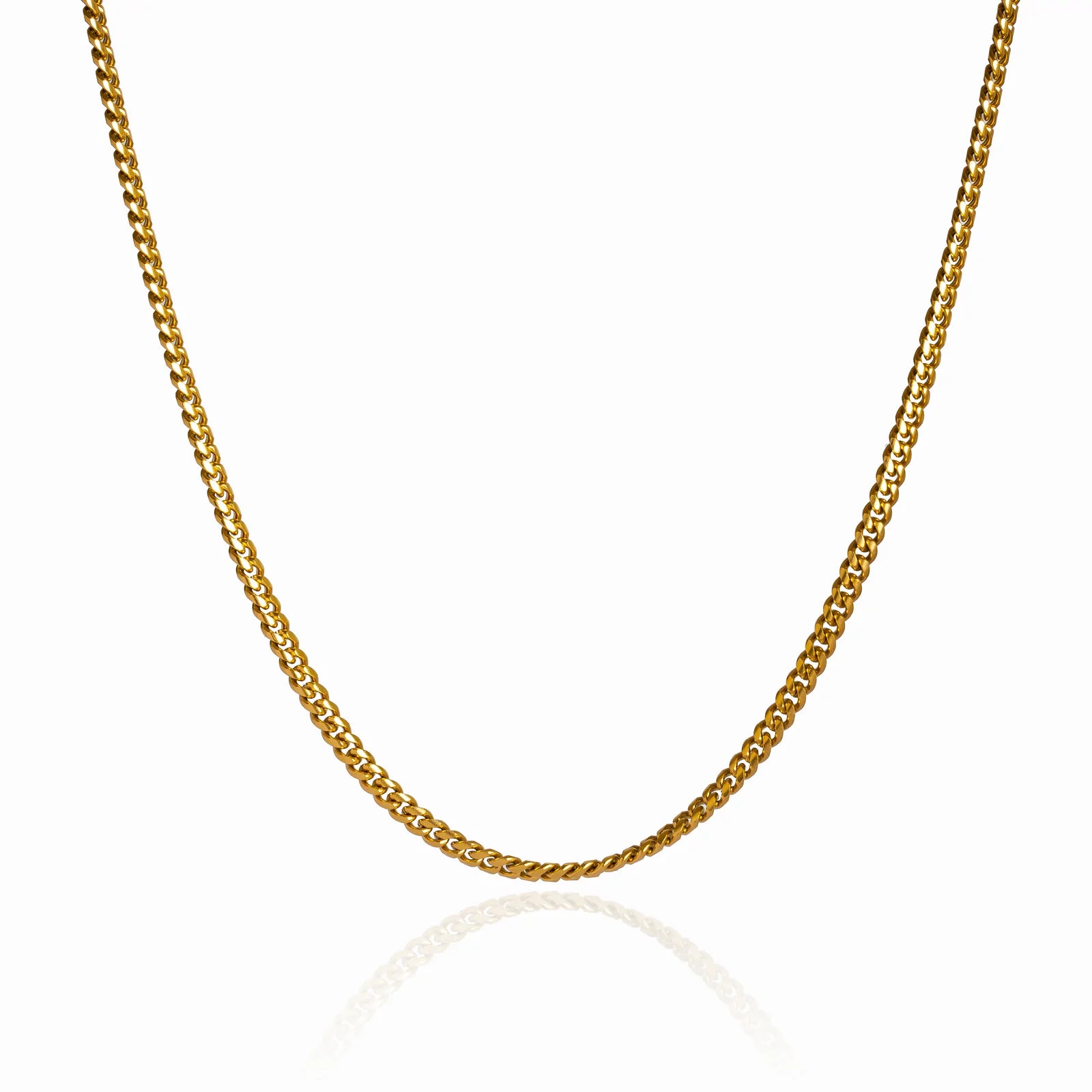 MEN'S CURB CHAIN NECKLACE - 18K GOLD PLATED