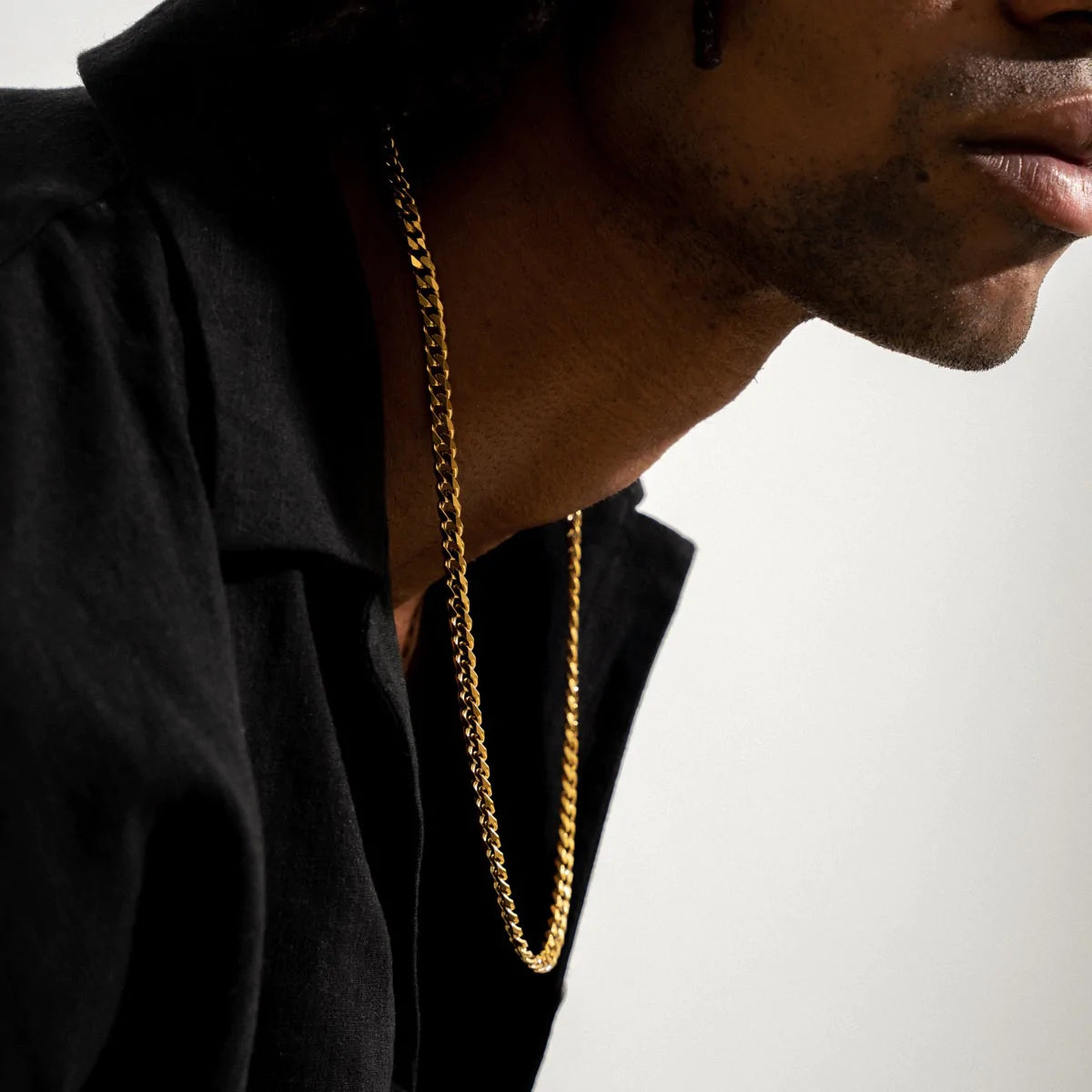 MEN'S CURB CHAIN NECKLACE - 18K GOLD PLATED