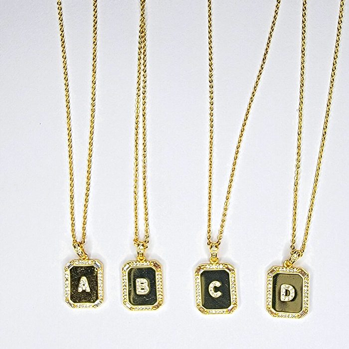 Gold Filled Tile Initial Letter Necklace