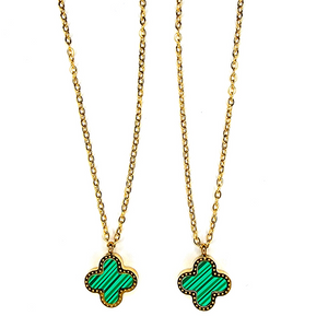 Mother of Pearl Gold plated Clover Necklace, Lucky Pendant.