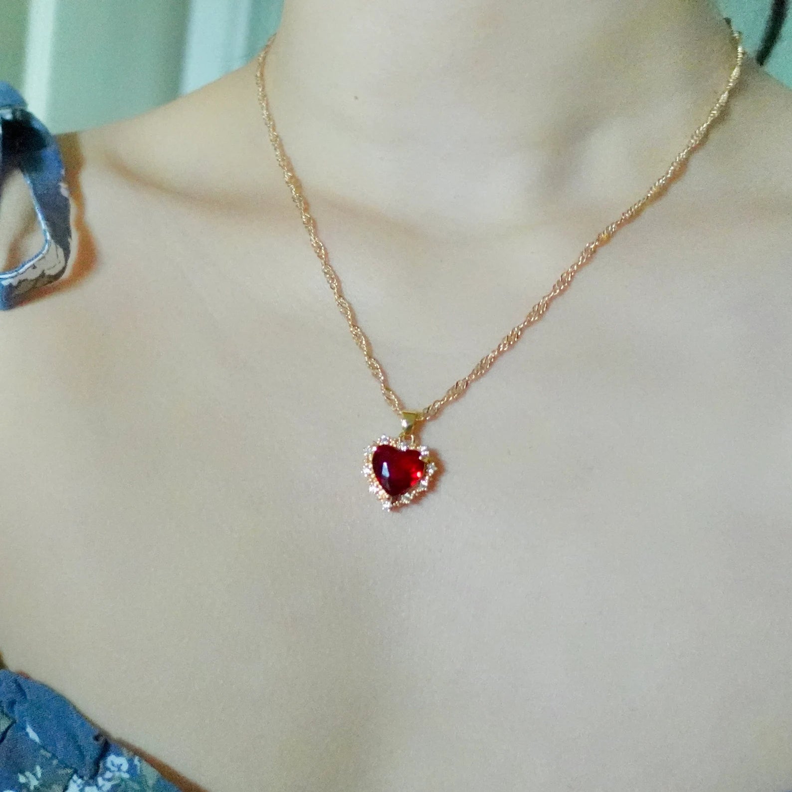 18K Gold filled Heart Zircon Necklace